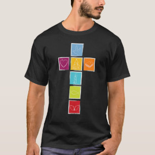 Camiseta Cruz cristiana con símbolos de fe cristiana