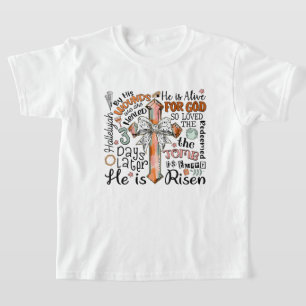 Camiseta Cruz cristiana de Pascua se levanta