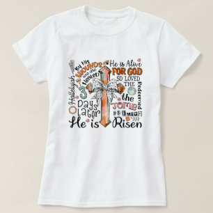 Camiseta Cruz cristiana de Pascua se levanta