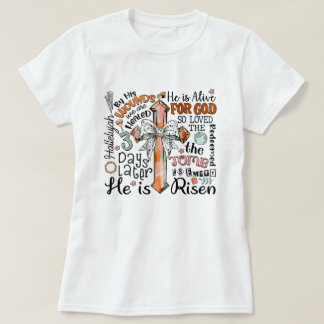 Camiseta Cruz cristiana de Pascua se levanta