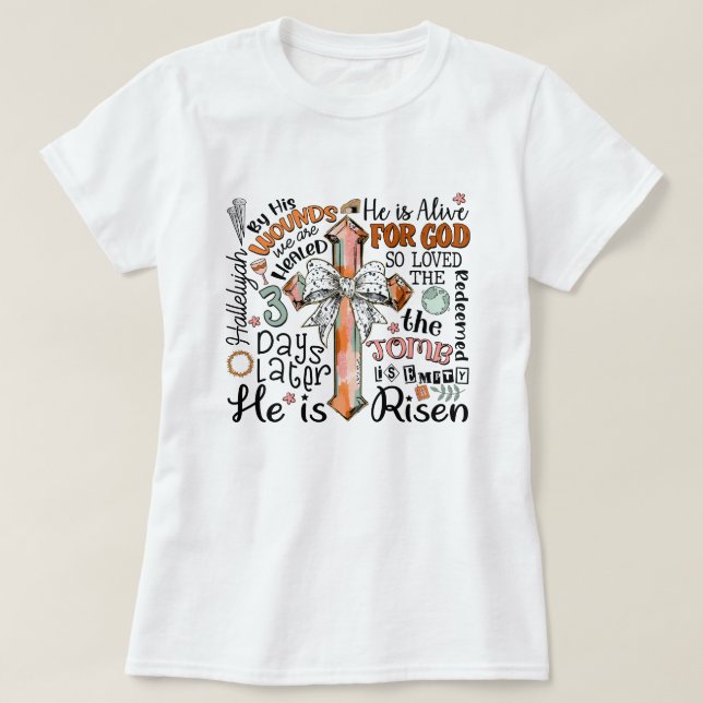 Camiseta Cruz cristiana de Pascua se levanta (Diseño del anverso)