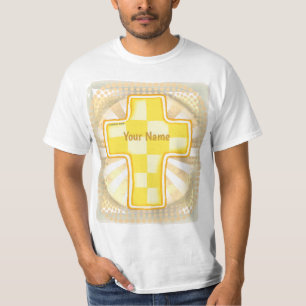 Camiseta Cruz cristiana de verificación amarilla