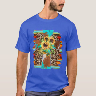 Camiseta Cruz cristiana del girasol serape del Leopardo occ