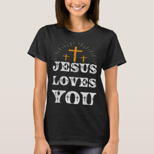 Camiseta Cruz Cristiana Fe Jesús Te Ama 