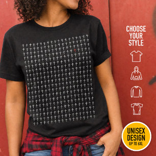 Camiseta Cruz cristiana moderna patrón Corazón Sagrado Rojo