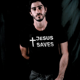 Camiseta Cruz Cristiana Negra Jesús Salva 