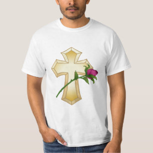 Camiseta Cruz cristiana Rosa
