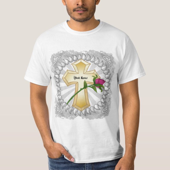 Camiseta Cruz cristiana Rosa (Anverso)