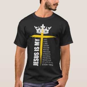 Camiseta Cruz Cristiano Cristo Jesús Es Mi Dios Rey Señor A
