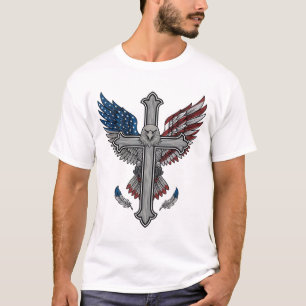 Camiseta Cruz de águila patriótica grabado vintage vector d