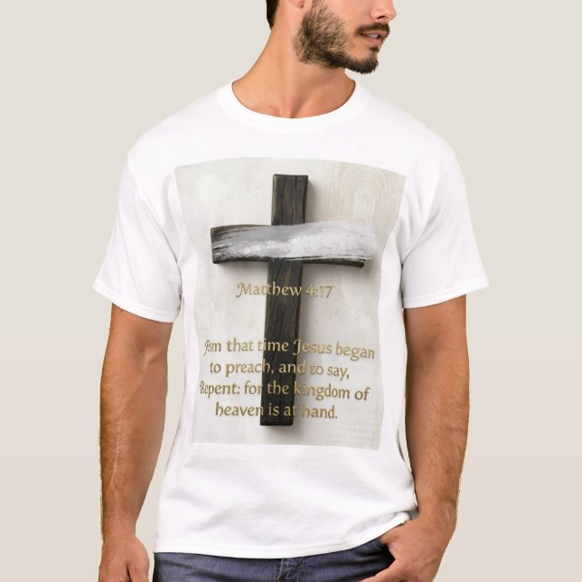 Camiseta Cruz de Arrepentimiento Mateo 4:17 (Anverso)