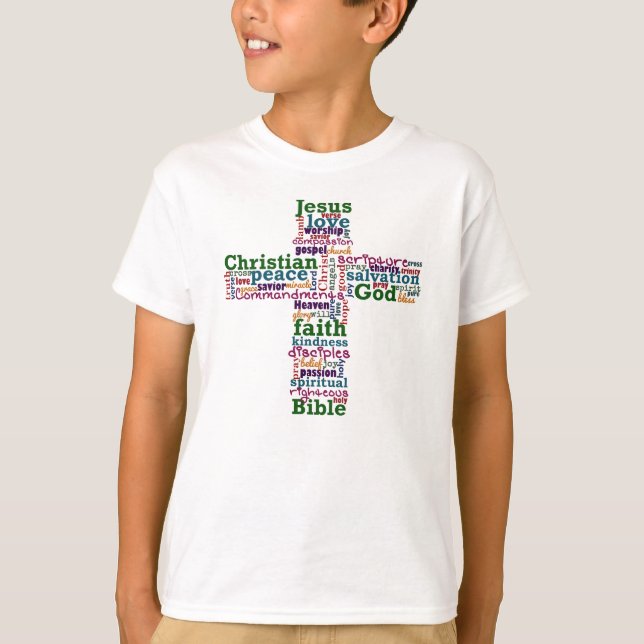Camiseta Cruz de Arte de Palabra Religiosa Cristiana (Anverso)