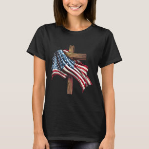 Camiseta Cruz de bandera del Día de la Independencia