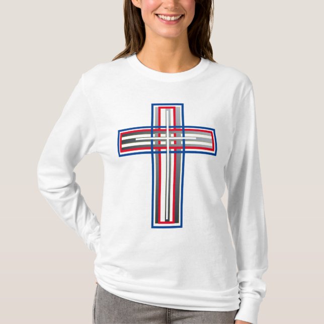 Camiseta Cruz de capas rojas, blancas, azules y laterales (Anverso)