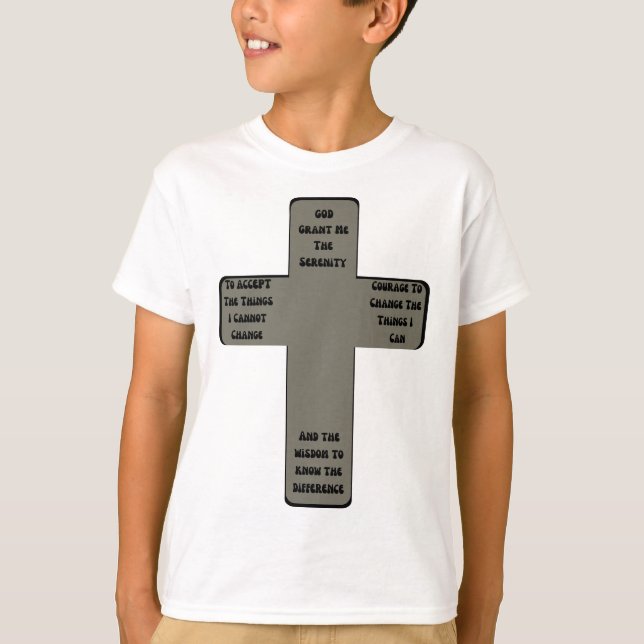 Camiseta Cruz de citas de oración de la serenidad (Anverso)