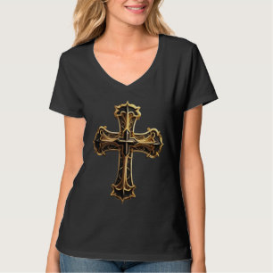 Camiseta Cruz de Cristo Dorado