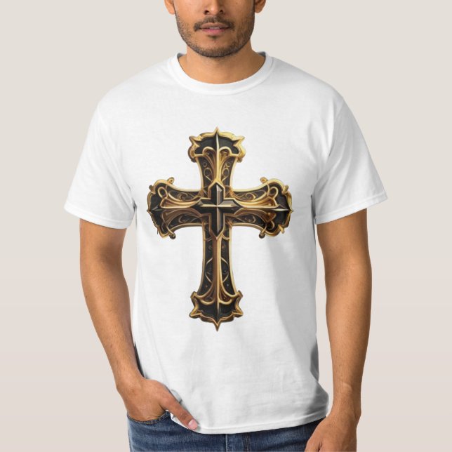 Camiseta Cruz de Cristo Dorado (Anverso)