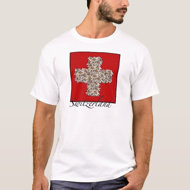 Camiseta Cruz de Edelweiss del suizo (Anverso)