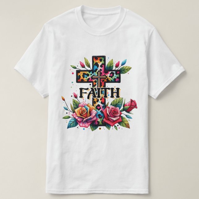 Camiseta Cruz de fe del arcoiris cristiano (Diseño del anverso)