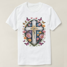 Camiseta Cruz de fe floral