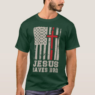 Camiseta Cruz de fe Jesús salva hermano patriótico cristian