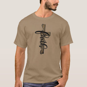 Camiseta Cruz de fe moderna y rústica