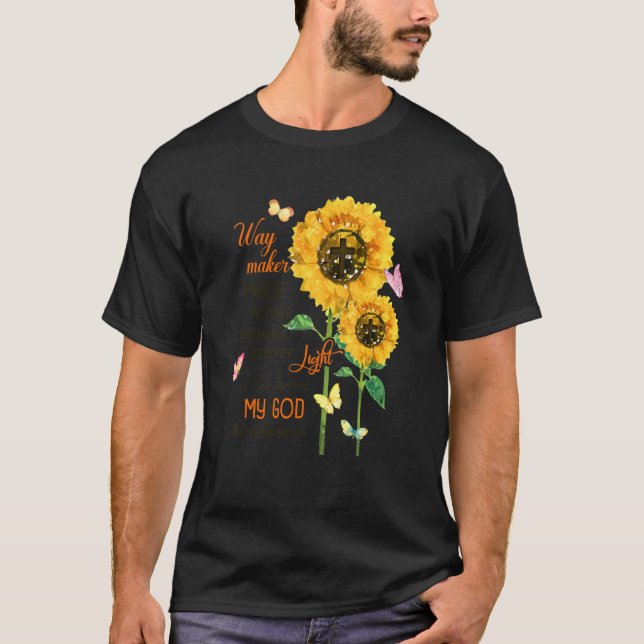 Camiseta Cruz de Girasol Fe Jesús Mariposa Christian Wa (Anverso)