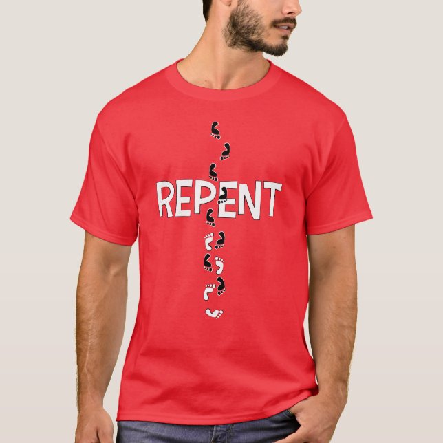 Camiseta Cruz de huellas de arrepentimiento (Anverso)