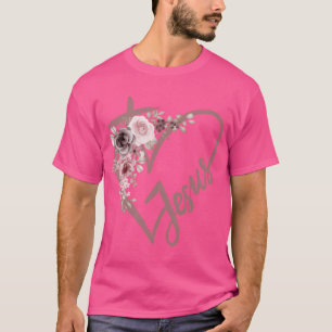 Camiseta Cruz de Jesús con flores - Pastel