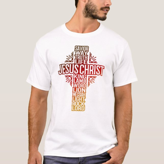 CAMISETA CRUZ DE JESÚS - NOMBRES BIBLES DE CRISTO (Anverso)