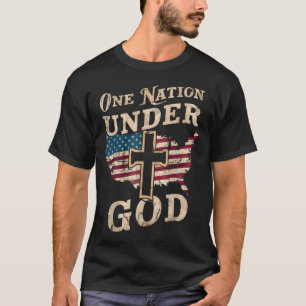 Camiseta Cruz de la bandera americana bajo Dios