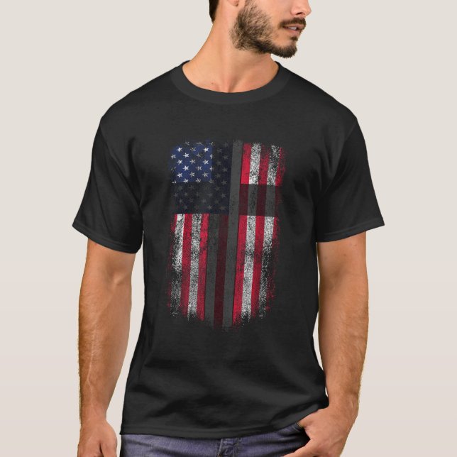 Camiseta Cruz de la Bandera Americana para Patriotas Estado (Anverso)