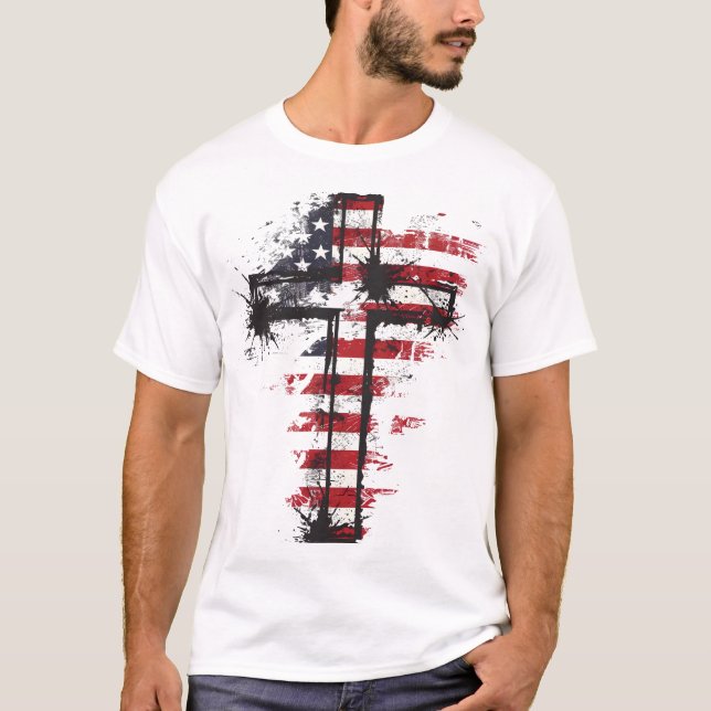 Camiseta Cruz de la bandera de Estados Unidos (Anverso)
