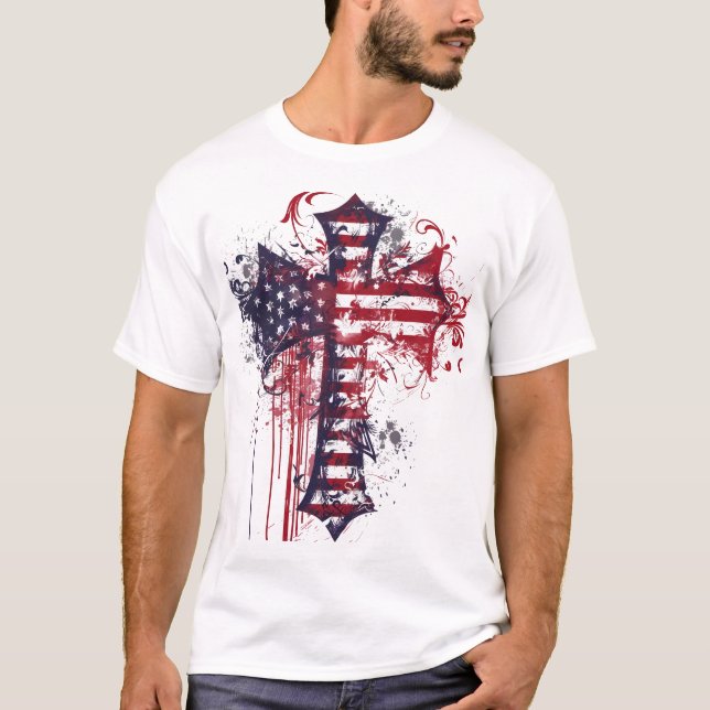 Camiseta Cruz de la bandera de Estados Unidos (Anverso)