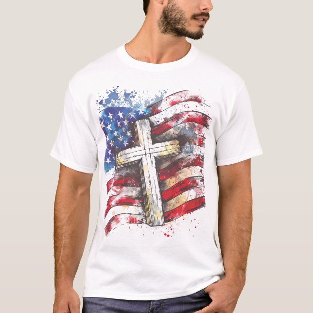 Camiseta Cruz de la bandera de Estados Unidos (Anverso)