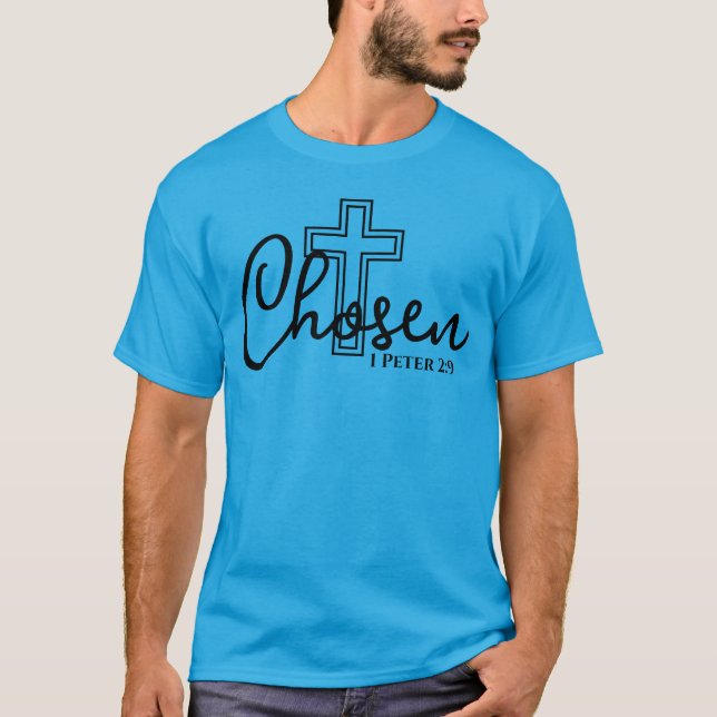 Camiseta Cruz de la Escritura de la Fe Cristiana Escogida 1 (Anverso)