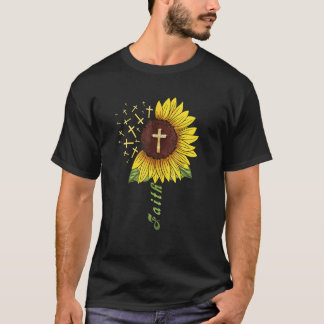 Camiseta Cruz de la fe cristiana girasol
