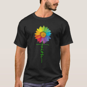 Camiseta Cruz de la Fe Cristiana Girasol LGBT Gay P