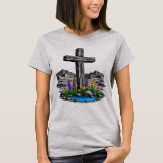 Camiseta Cruz de madera en el desierto Agua viva