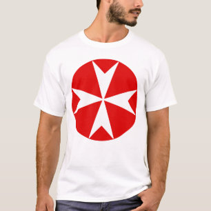 Camiseta Cruz de Malta v2 (blanco sobre rojo)