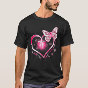 Camiseta Cruz de Mariposa Rosa Fe Esperanza Amor Cáncer de 