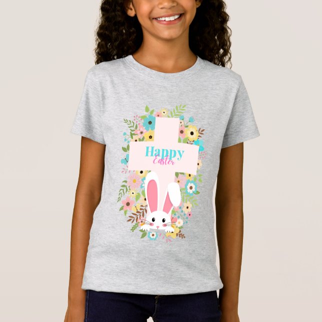 Camiseta Cruz de Pascua con conejo (Anverso)