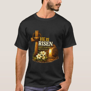 Camiseta cruz de pascua él ha resucitado jesus cristiano ho