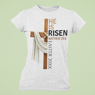 Camiseta Cruz de Pascua Vintage Personalizada Él ha Resucit