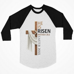 Camiseta Cruz de Pascua Vintage Personalizada Él ha Resucit