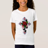 Cruz de Plata con una Rosa Roja