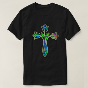Camiseta Cruz de Rosa de vidrio manchado