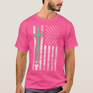 Camiseta Cruz de Tractor Patriótico Americano Granjero Cris
