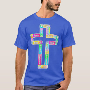 Camiseta Cruz decorativa con palabras cristianas