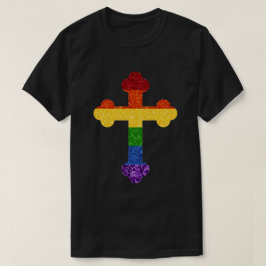 Camiseta Cruz del orgullo arcoiris del Purpurina LGBT